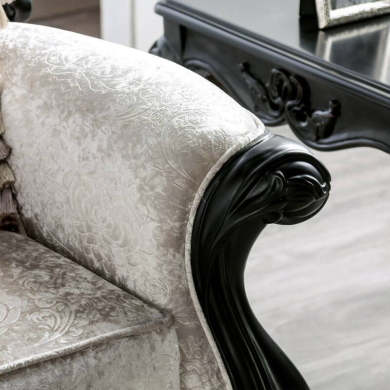 Furniture of America Clarissa Traditional 3-Seater Sofa with Button Tufted Back and Accent Pillow