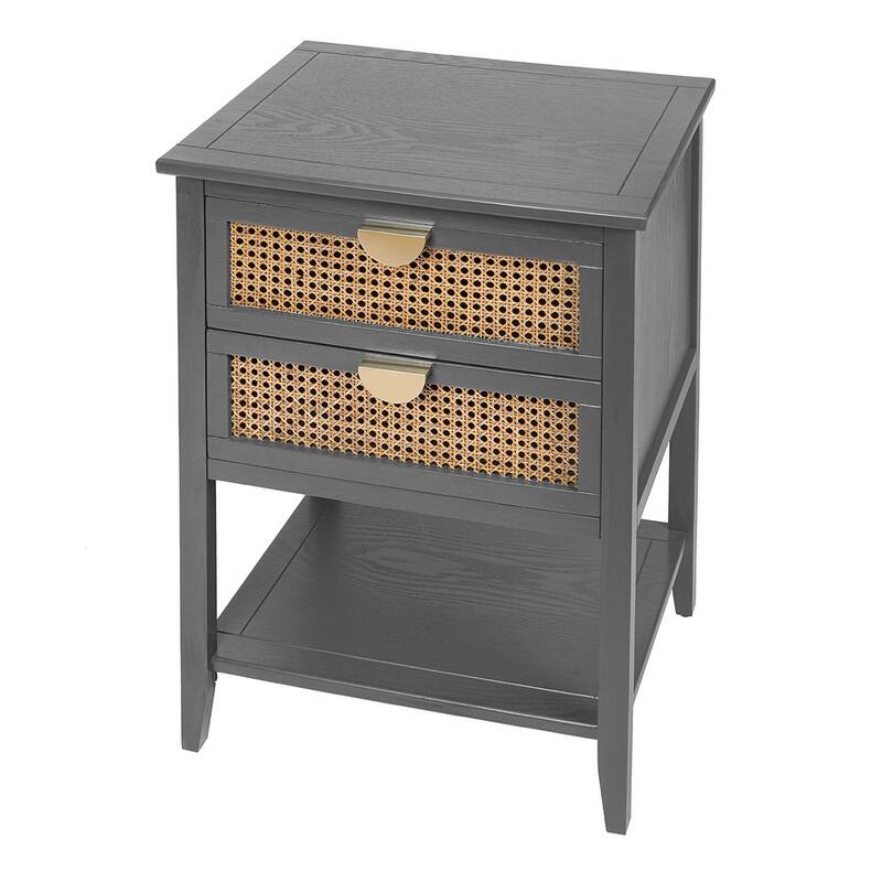 2-Drawer Nightstand Bed Side Table with Storage Cabinet End Table shelf Wood Side Table