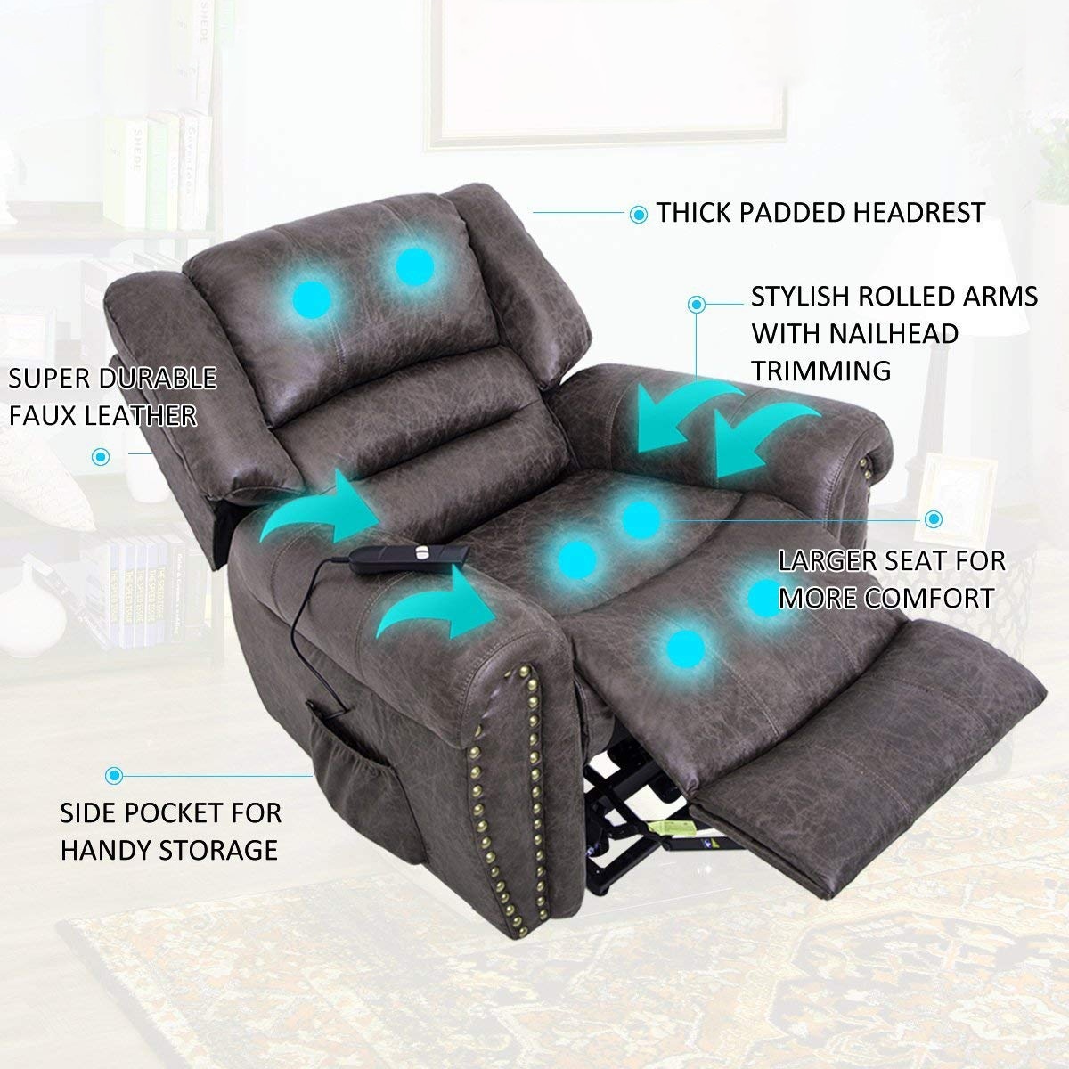 Merax pu leather heavy hotsell duty power lift recliner chair