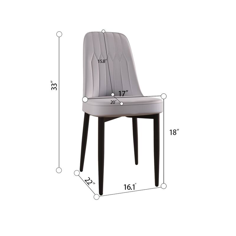 17" PU Leather Upholostered Dining Chair with Metal Legs, Set of 4