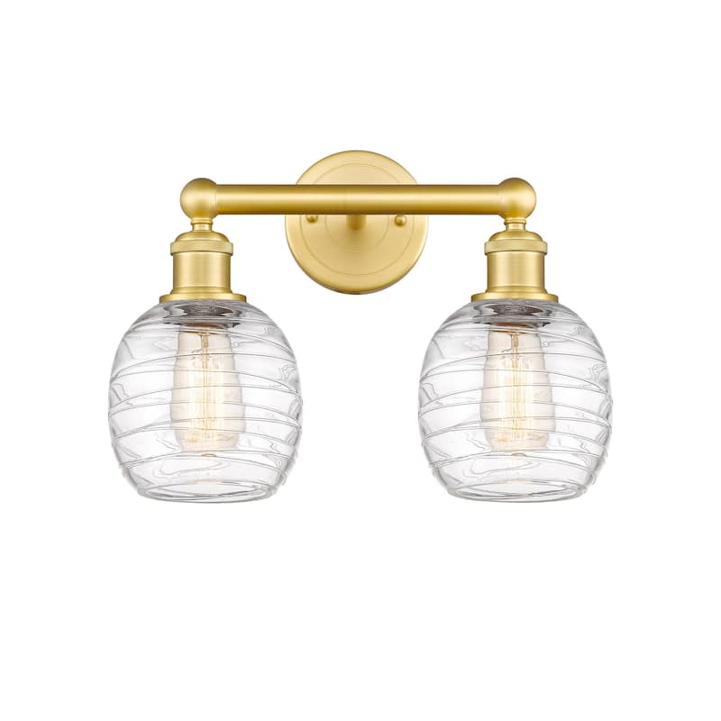 Innovations Lighting 616-2W-12-15 Belfast Vanity Belfast 2 Light 15" - Satin Gold / Deco Swirl