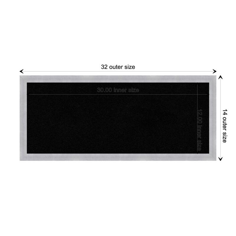 Grace Narrow Framed Black Corkboard Bulletin Board - Grace Brushed Nickel Narrow - Board Size 30x12