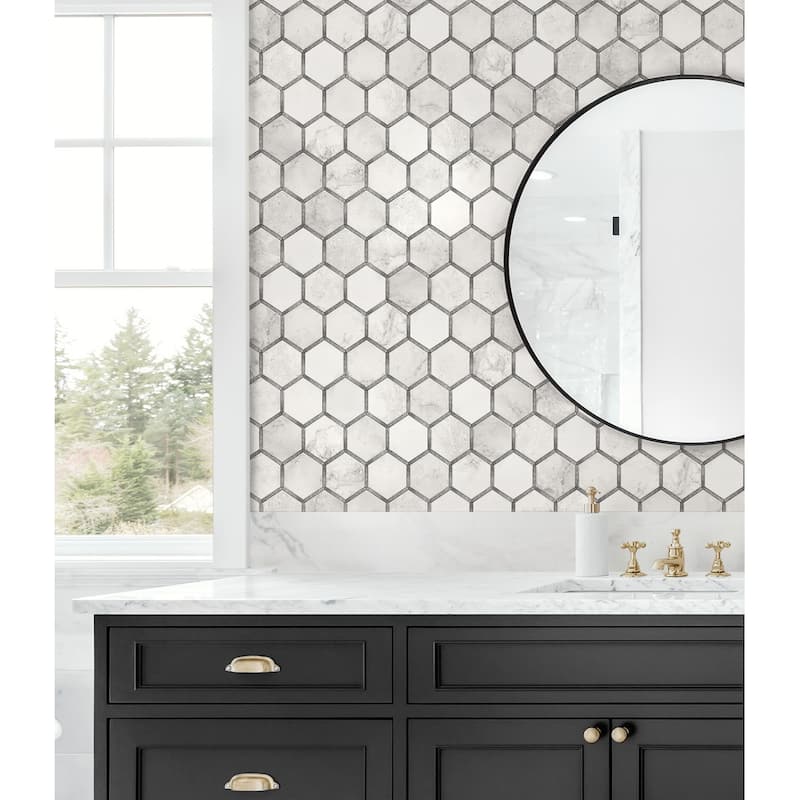 NextWall Inlay Hexagon Peel and Stick Wallpaper