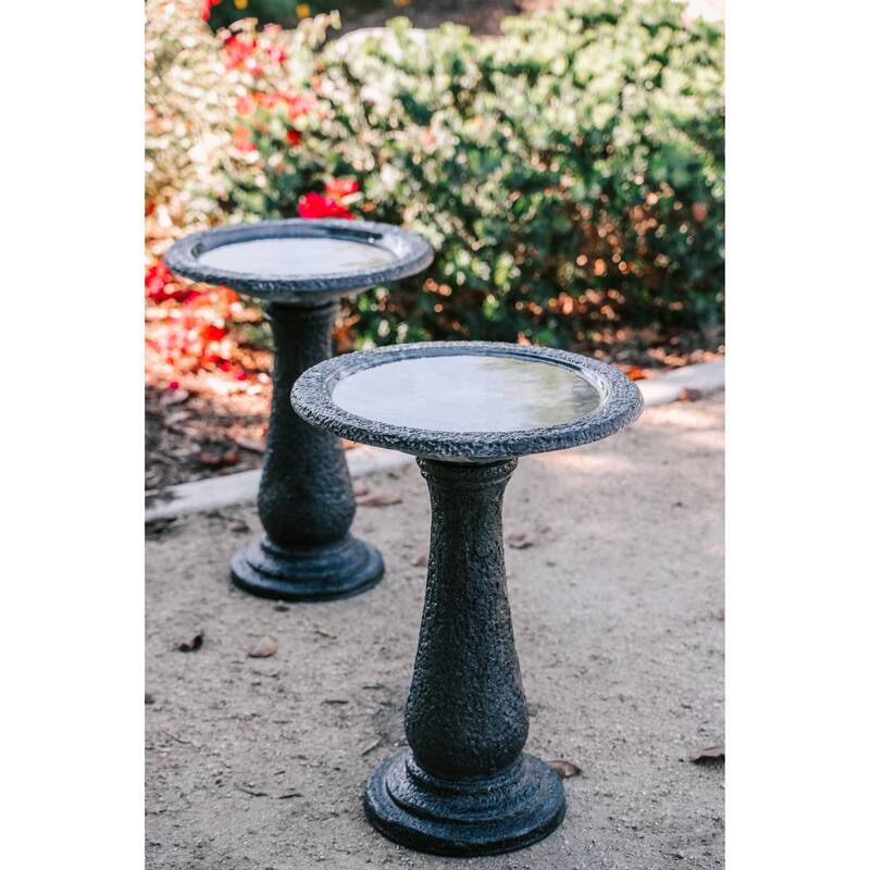 XBrand Set of 2 Birdbaths w/ Round Pedestal & Base, 23.6 Inch Tall