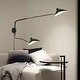 preview thumbnail 7 of 7, Modern Swing Arm Wall Sconce 2-Light, Plug in Black Wall Sconce - 47*25*21.6IN