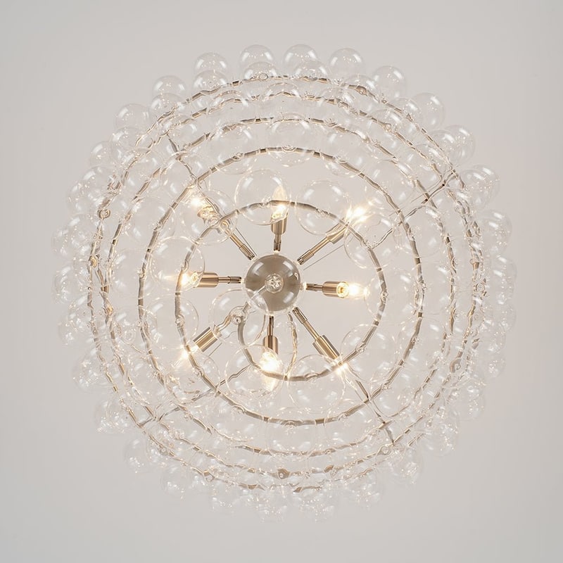 8-Light Helical Clear Glass Bubble Tiered Chandelier - N/A