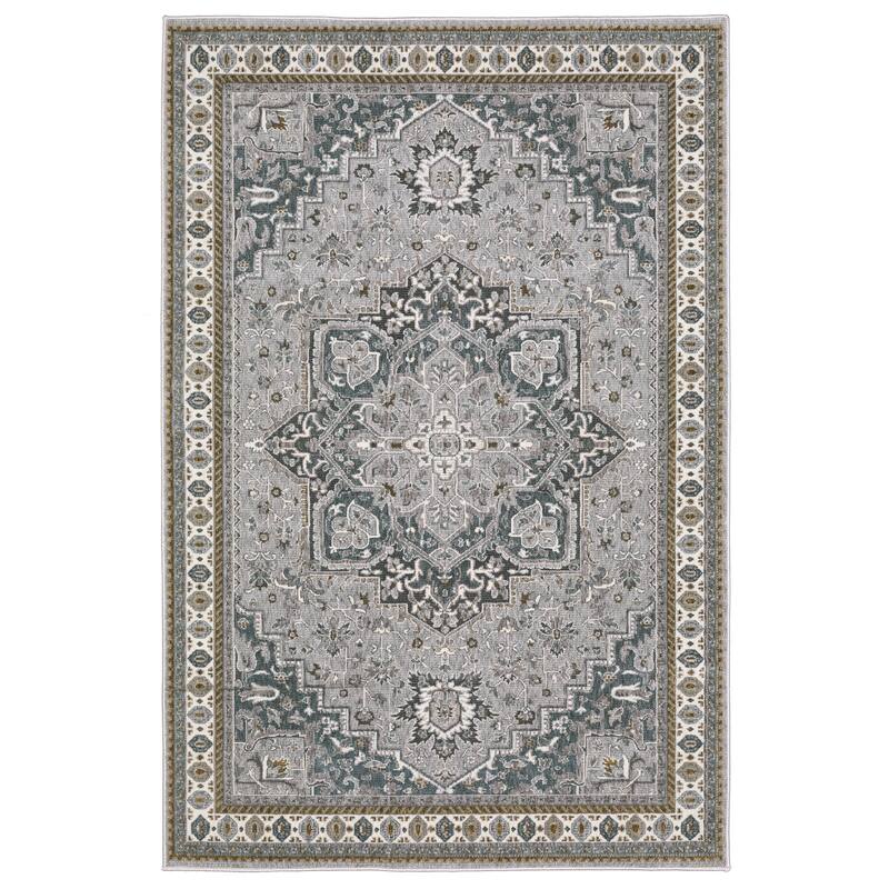 Style Haven Everly Traditional Center Medallion Blue/ Grey Area Rug - 6' 7" x 9' 6" - Runner/Rectangle