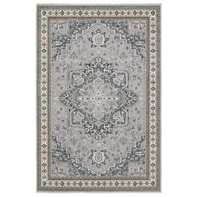 Style Haven Everly Traditional Center Medallion Blue/ Grey Area Rug