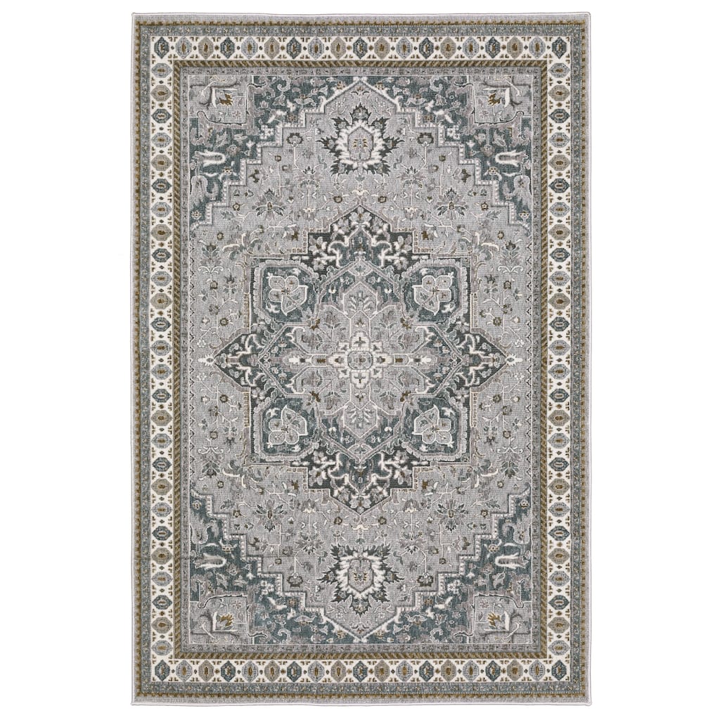 Style Haven Everly Traditional Center Medallion Blue/ Grey Area Rug