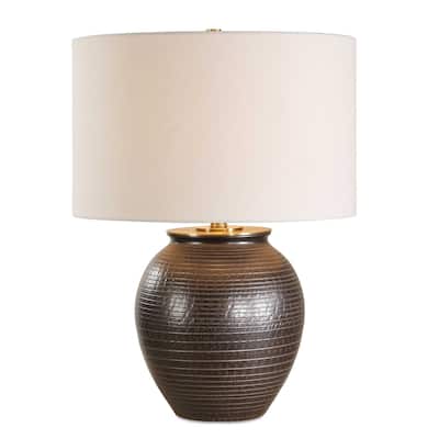 Uttermost Hawkins Bronze Ribbed Table Lamp - N/A