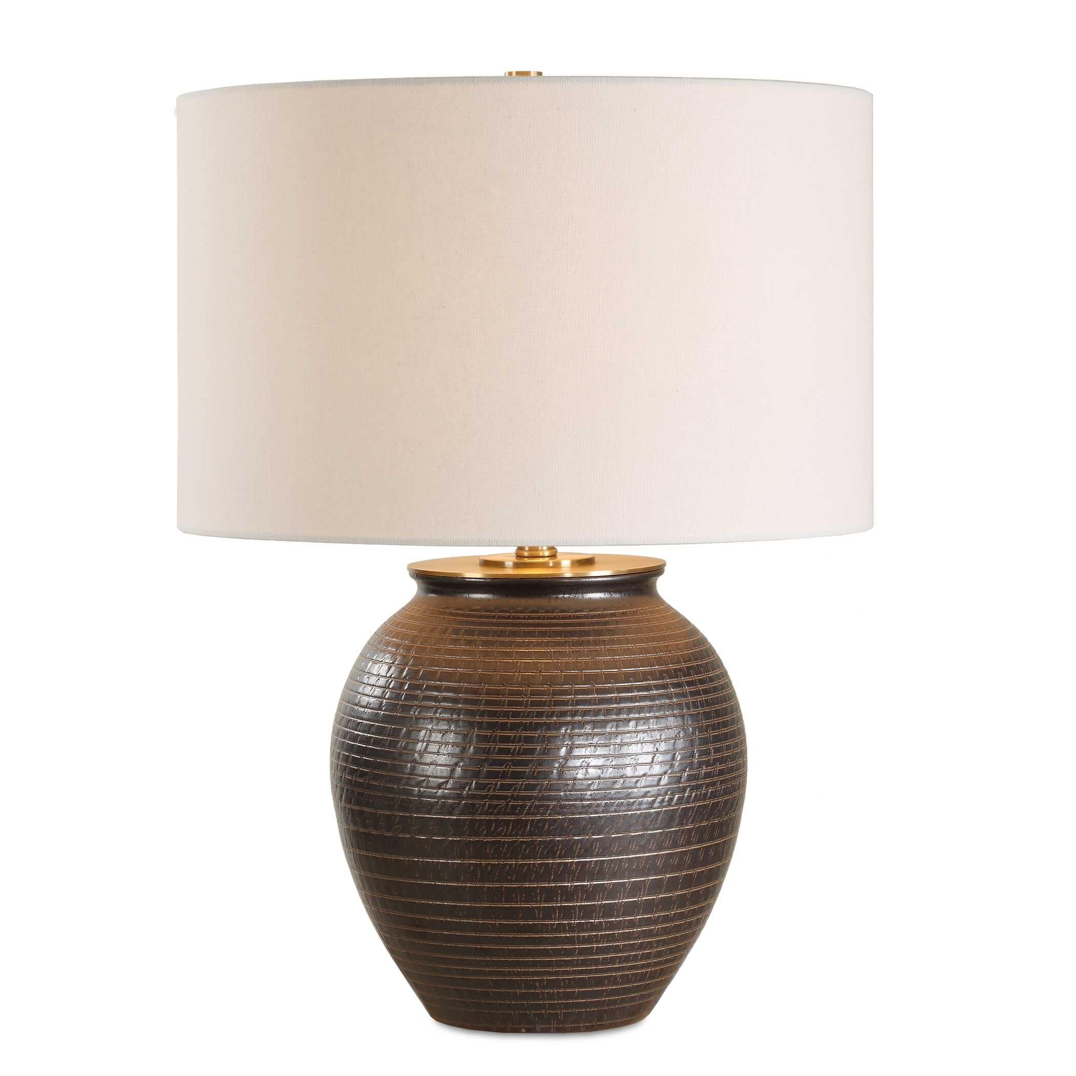 Uttermost Hawkins Bronze Ribbed Table Lamp - N/A