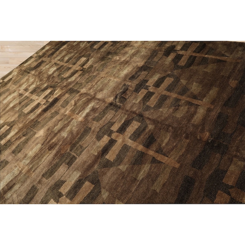 8'2''x10'2'' Tibetano Hand Knotted Wool Moss Tibetan Modern & Contemporary Rug - 8' 2'' x 10' 2''