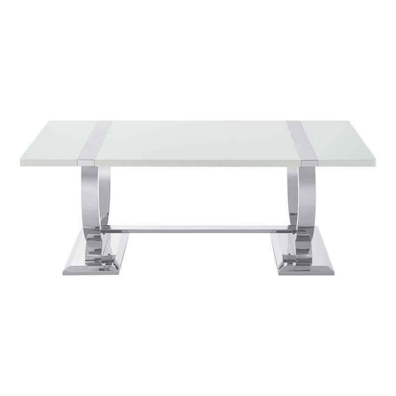 Furniture of America Carra Modern 3-Piece Stainless Steel O-Shaped Trestle Base Coffee Table Set