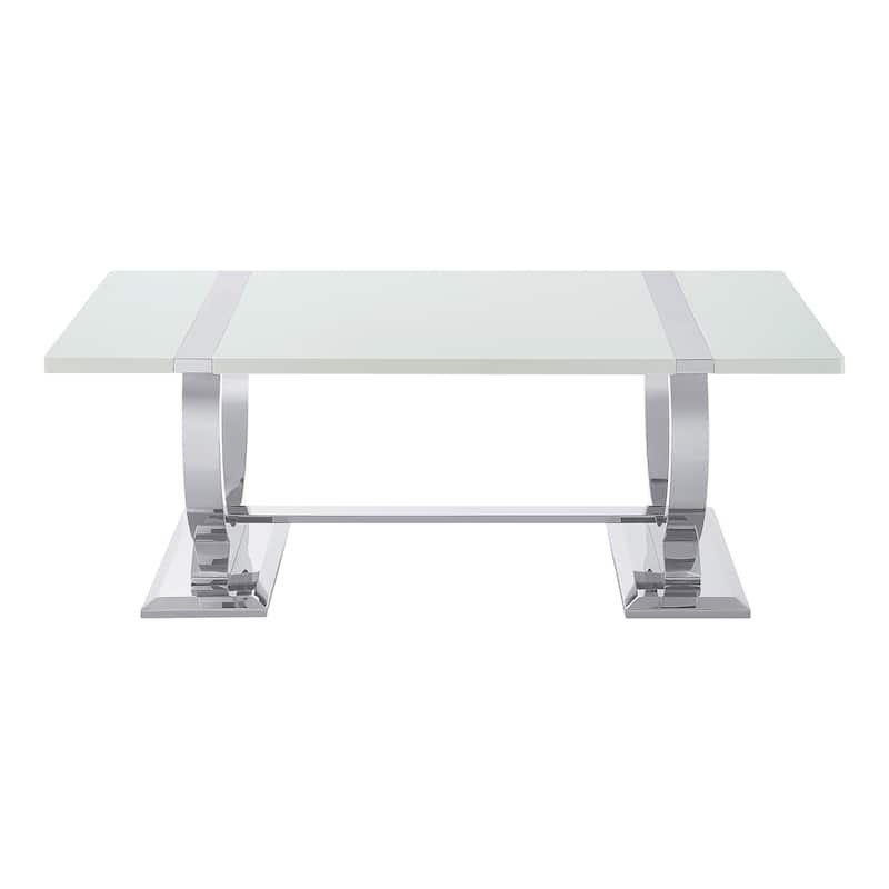 Furniture of America Carra Modern Stainless Steel O-Shaped Trestle Base Coffee Table