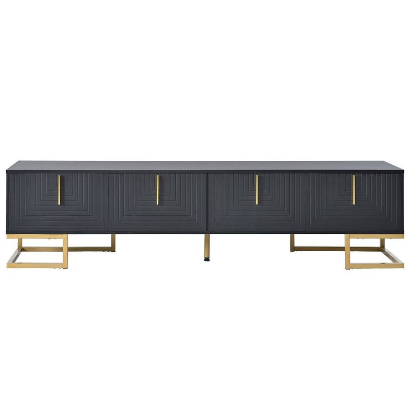 Modern TV Stands with Gold Accents, Fits TVs Up to 80'', White/Black
