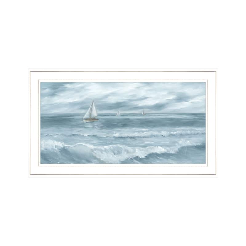 TrendyDecor4U Coastal "Three Sailboats" Framed Print Wall Art - Multi