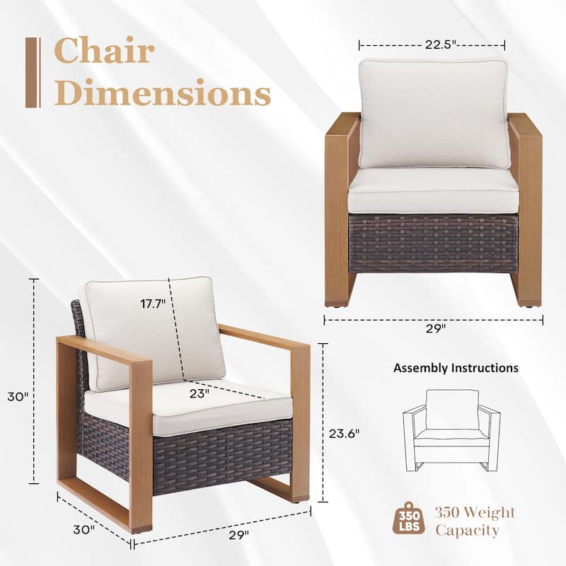 Gymojoy Outdoor Wicker Club Chair Set With Thick Cushions