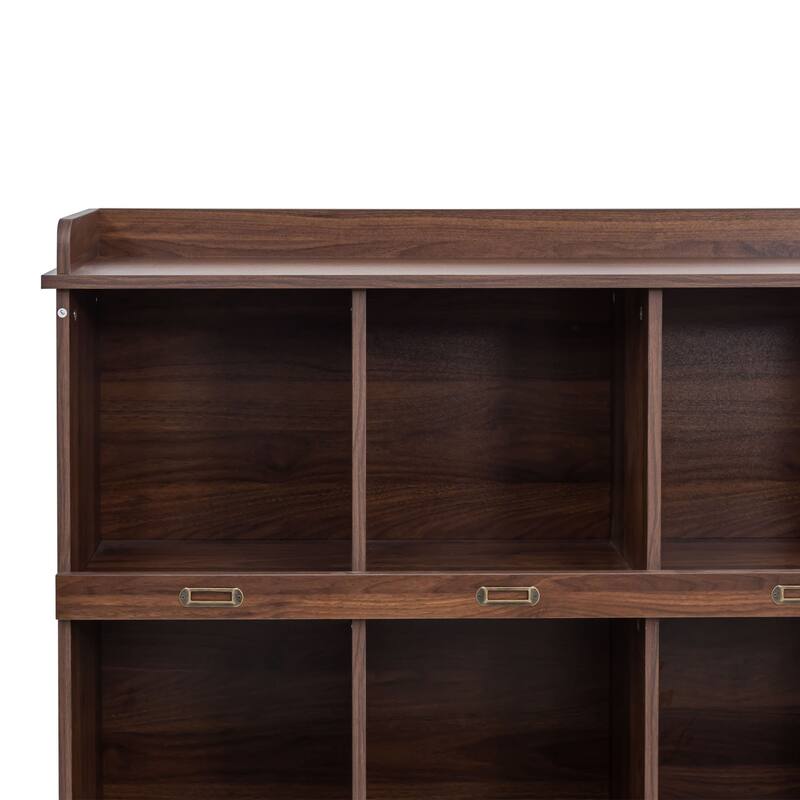 10-Shelf Bookcase Cubbyhole Storage for Books Binders Framed Photos Collectibles, Walnut, 53.15"L x 11.81"W x 47.24" H