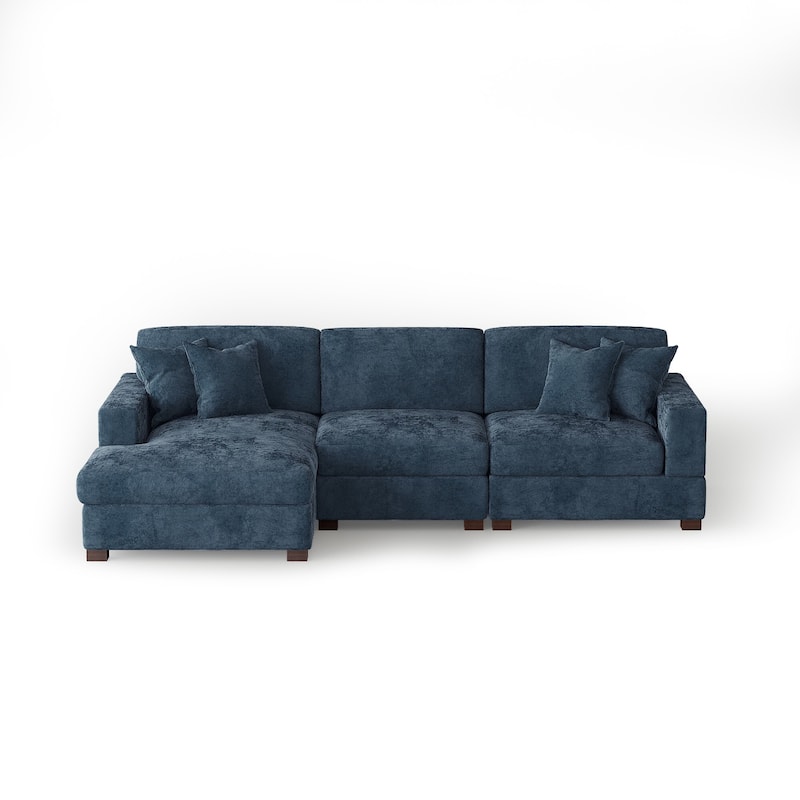 Modern Oversized Chenille Modular Sectional Sofa With Chaise