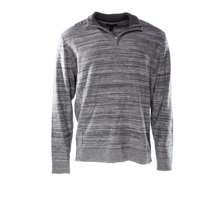 Alfani Quarter Zip Knit Sweater Heather Onyx Mens Small New