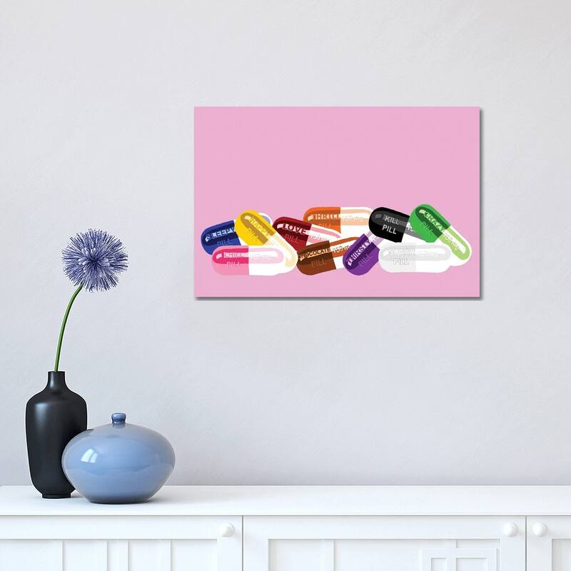iCanvas "Chill Pill Party Pink" by Jaymie Metz Canvas Print - 12x18x1.5