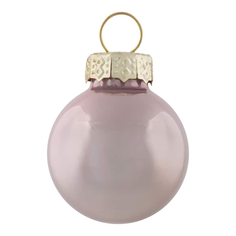 2-Finish Glass Christmas Ball Ornaments - 1" (25mm) - Baby Pink - 24cy