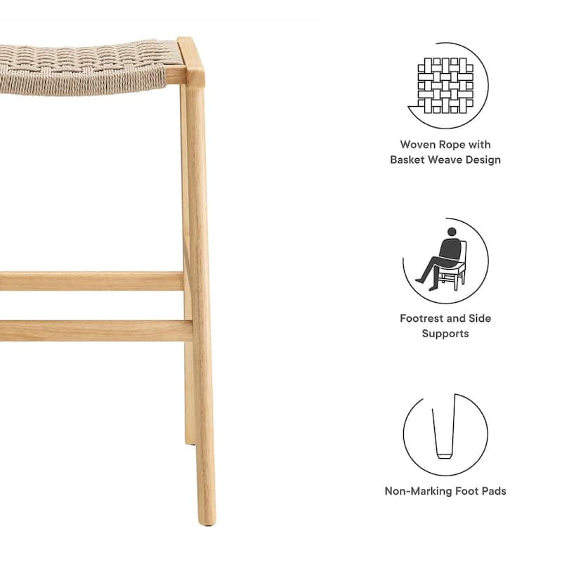 Saoirse Woven Rope Wood Bar Stool - Set of 2