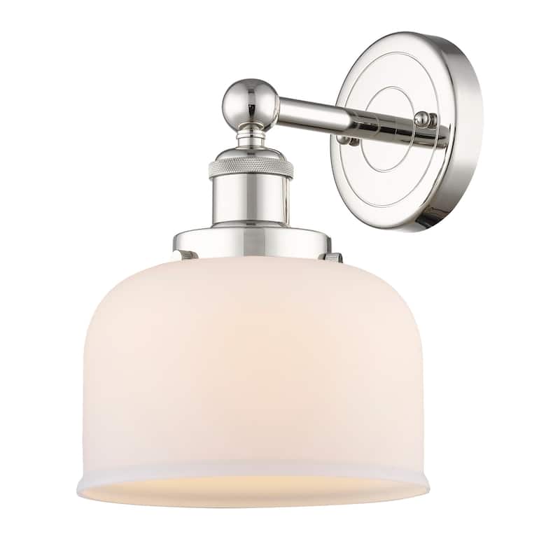 Innovations Lighting 616-1W-10-7-L Bell Sconce Bell 10" Tall Wall - Polished Nickel / Matte White
