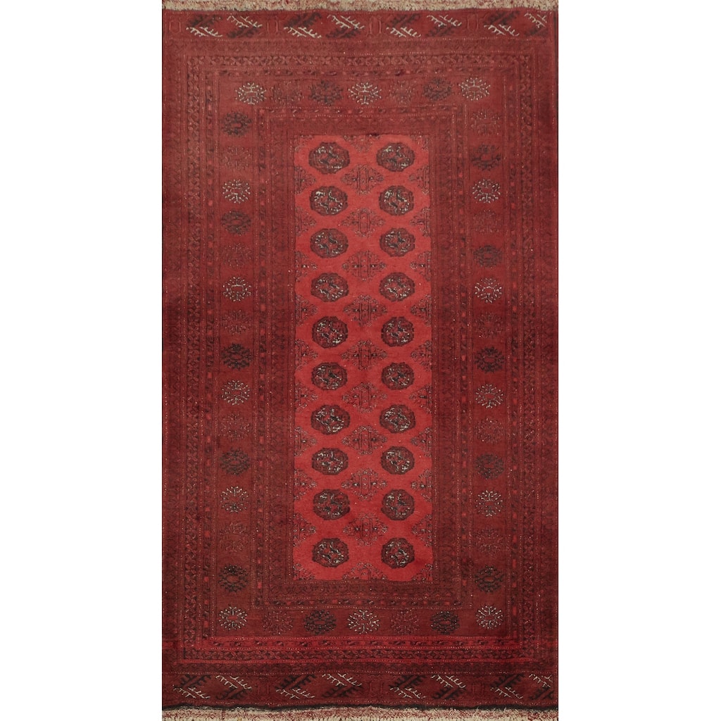 Hand Knotted Oriental 100% Wool Carpet Traditional Geometric Red Balouch Area Rug - 5' 11'' X 3' 4''