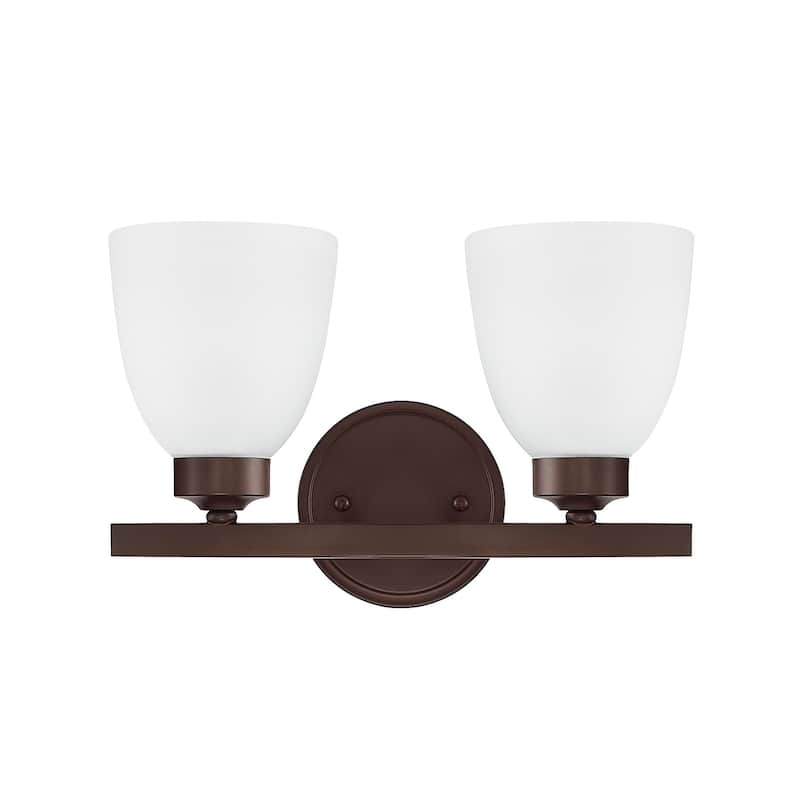 Jameson 2-light Bath/Vanity Fixture w/ Soft White Glass - Bronze