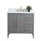 preview thumbnail 63 of 95, Vanity Art 36" Single Sink Bathroom Vanity Cabinet with Engineered Marble Countertop 36"/Golden Brushed Handle - Cashmere Gray