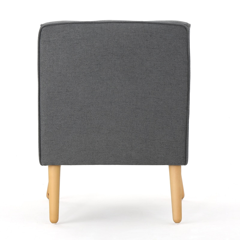 Roomfitters Upholstered Accent Armchair with Button Tufted Back and Wooden Legs, Modern Lounge Chair for Living Room or Bedroom