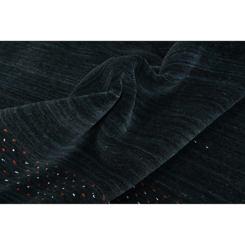 Hand Knotted Oriental 100% Wool Carpet Tribal Animal Pictorial Navy Blue & Blues Gabbeh Area Rug - 8' 10'' X 9' 0''