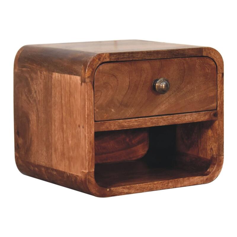 Artisan Furniture Solid Wood Mini Honey Caramel Wall Mounted Bedside with Open Slot