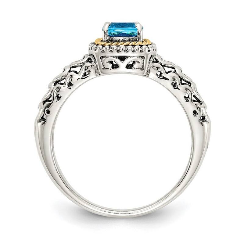 Curata 925 Sterling Silver Polished With 14k Blue Topaz Ring