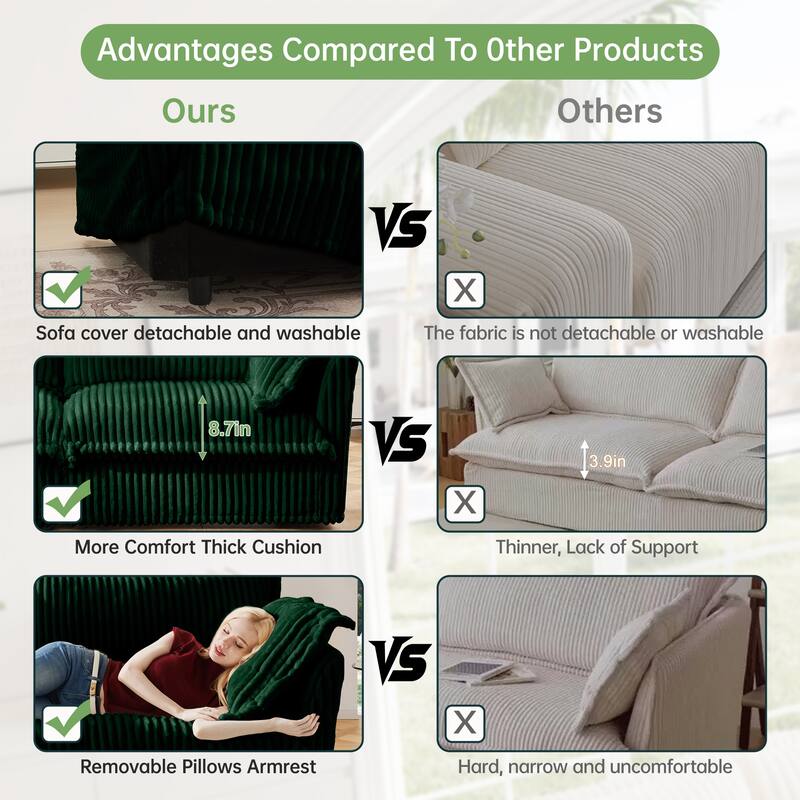 Oversized Accent Chair with Ottoman, Modern Cloud Chaise Lounge Chair with Deep Seat, Upholstered Armchair Reading Sofa Chairs