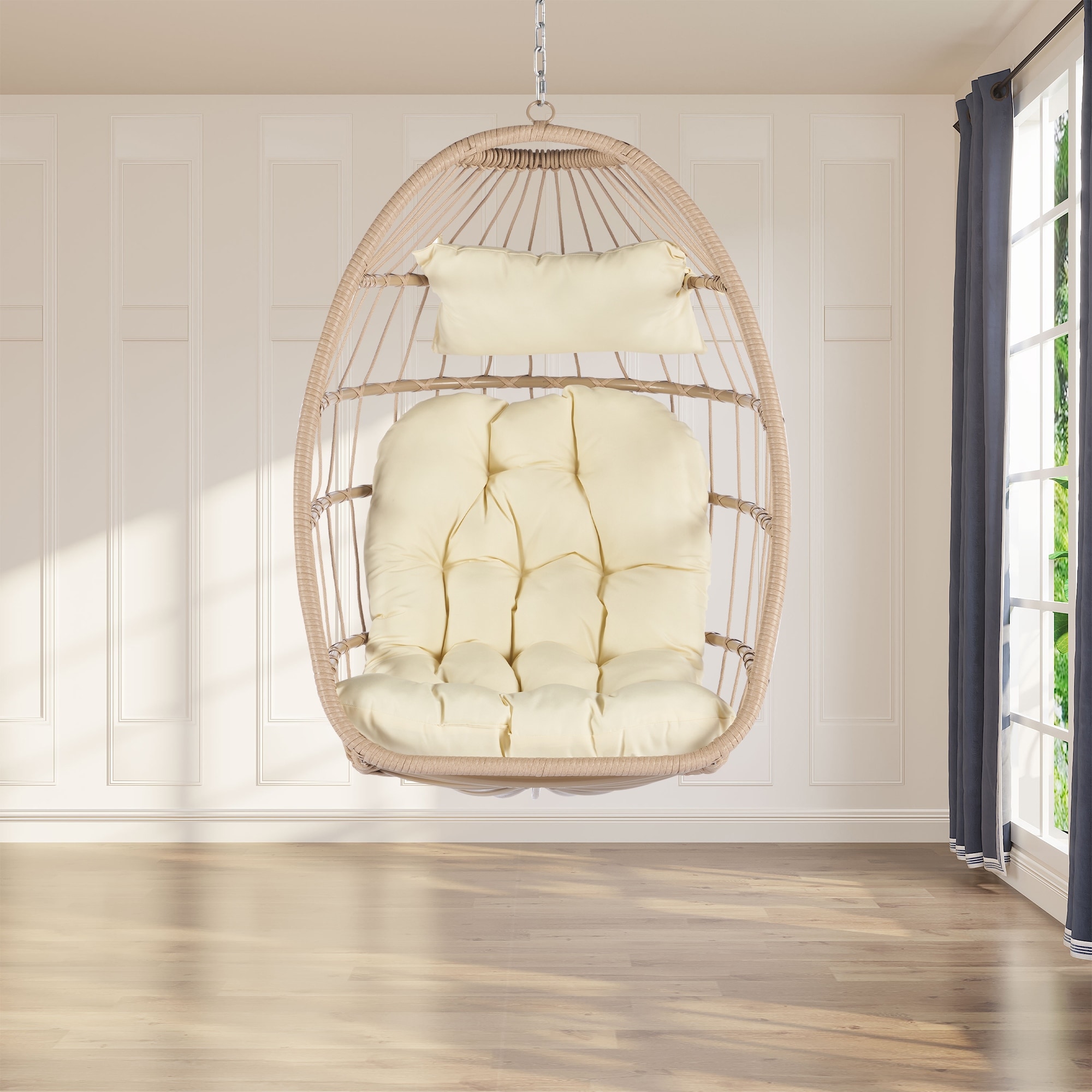 Indoor Hanging Rattan Egg Chair Swing Chair Lounge Chair with