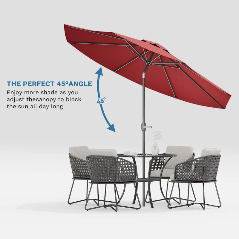 Patiowell 9 FT Outdoor Patio Umbrella, Outdoor Table Umbrella, Yard Umbrella, Market Umbrella with Push Button Tilt and Crank