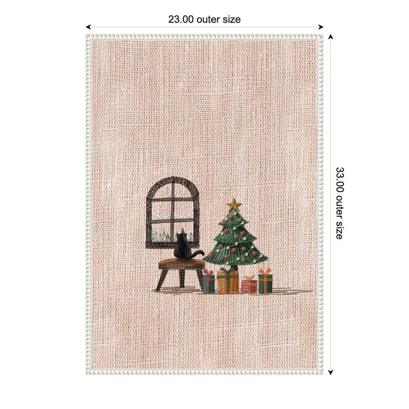 Cat in Cozy room by Xuan Thai (23 x 33 in.), Framed Canvas Wall Art Print - Sylvie Beaded White