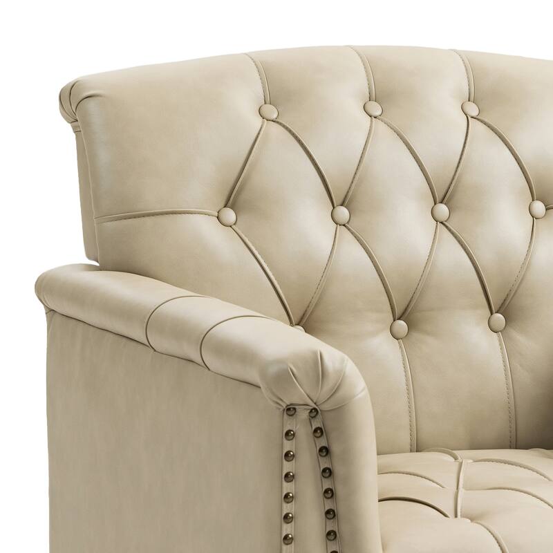 Modern Tufted Accent Armchair with Nailhead Trim Set of 2
