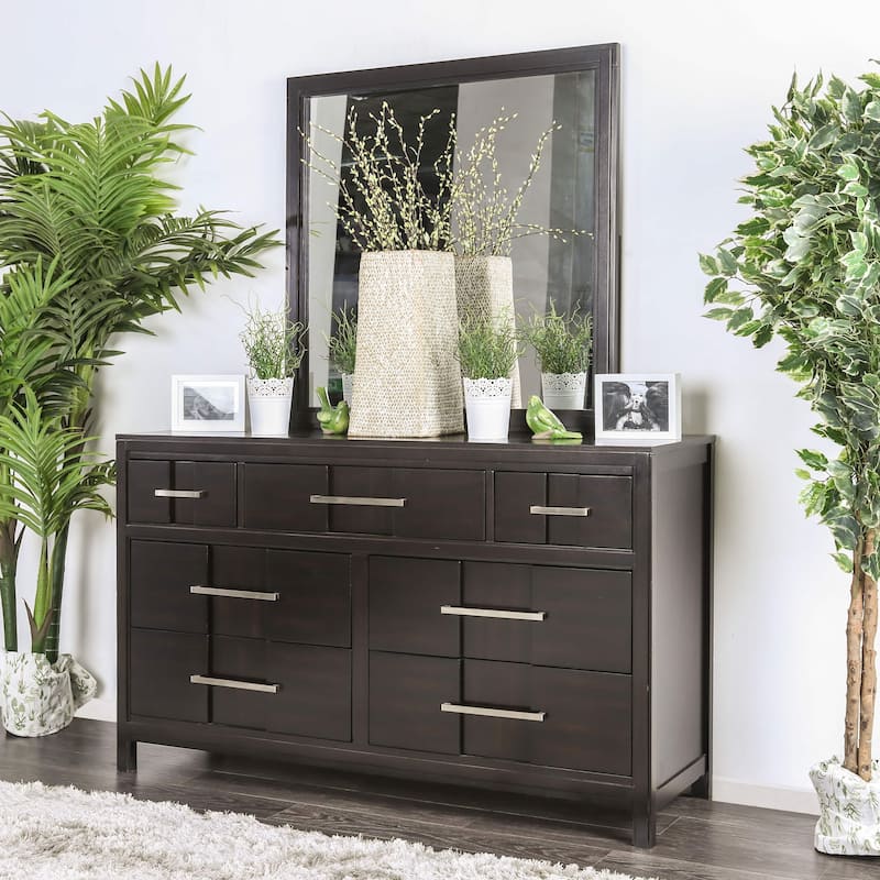 Tass Contemporary Wood 7-Drawer 2-piece Dresser and Mirror Set by Furniture of America