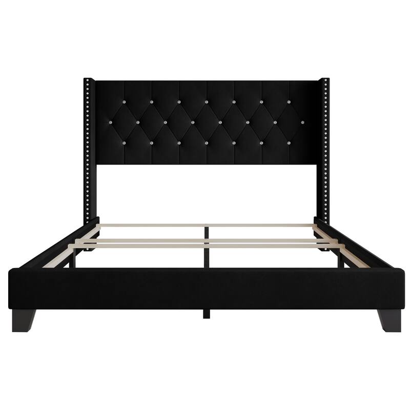 Clayfell Monroe Tufted Upholstered Wingback Panel Bed