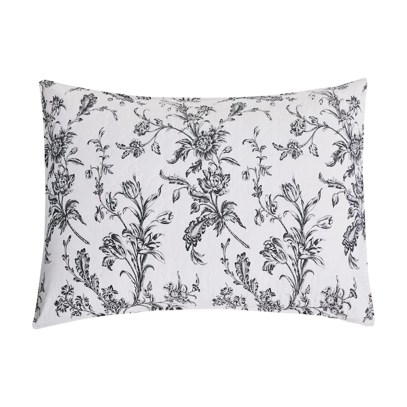 Bleighton Black Toile Cotton Quilt Set - Reversible and Machine Washable