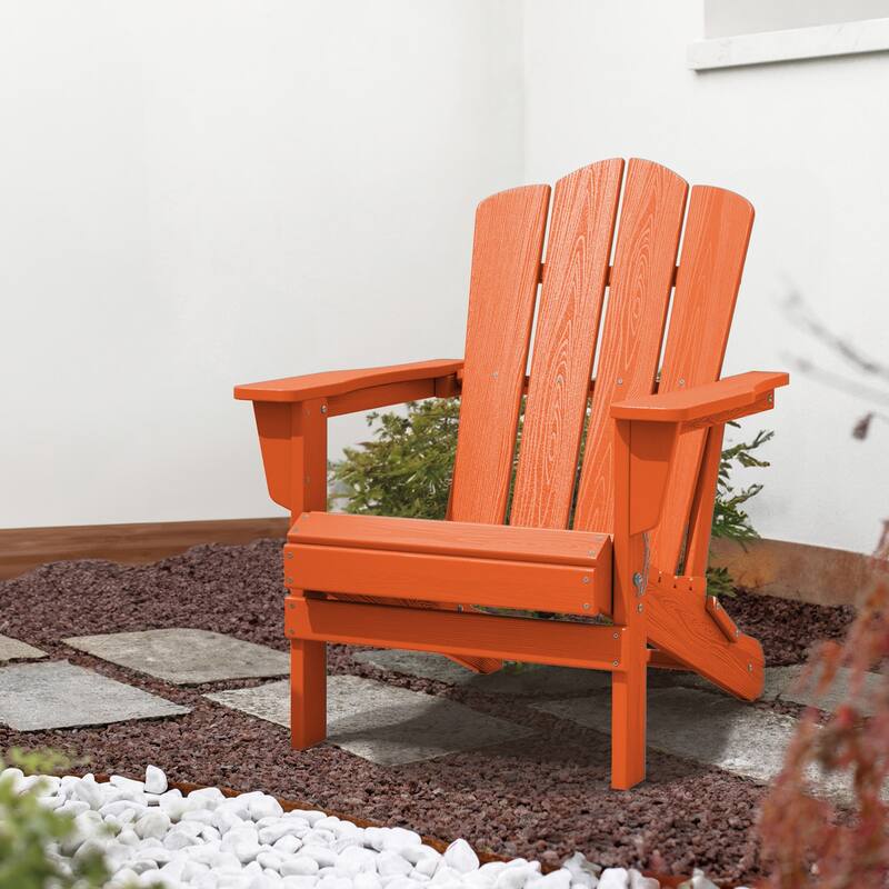 Plastic Folding Outdoor Patio Adirondack Chair With Slat Seat