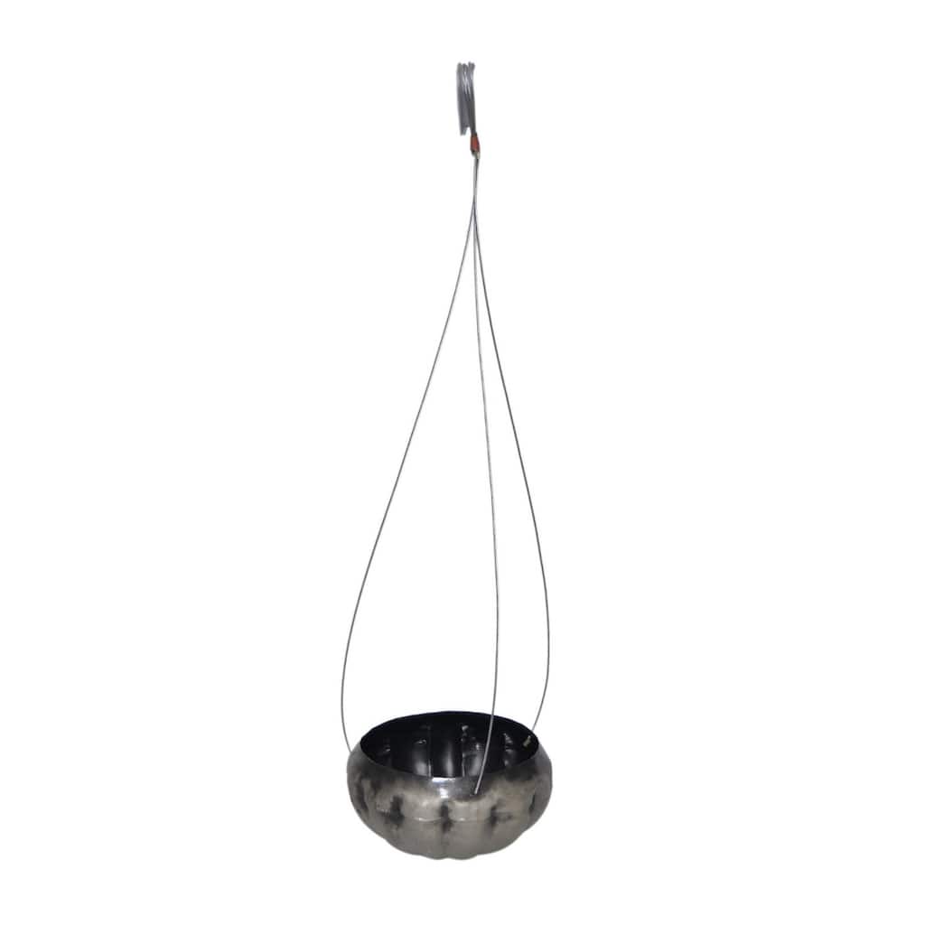 Med. Iron Hanging Planter Ant. Silver Finish 7.25"Dia - Light Rock Silver- A - Light Rock Silver