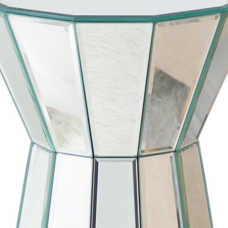 HomeRoots 22" Silver Glass Round Mirrored End Table