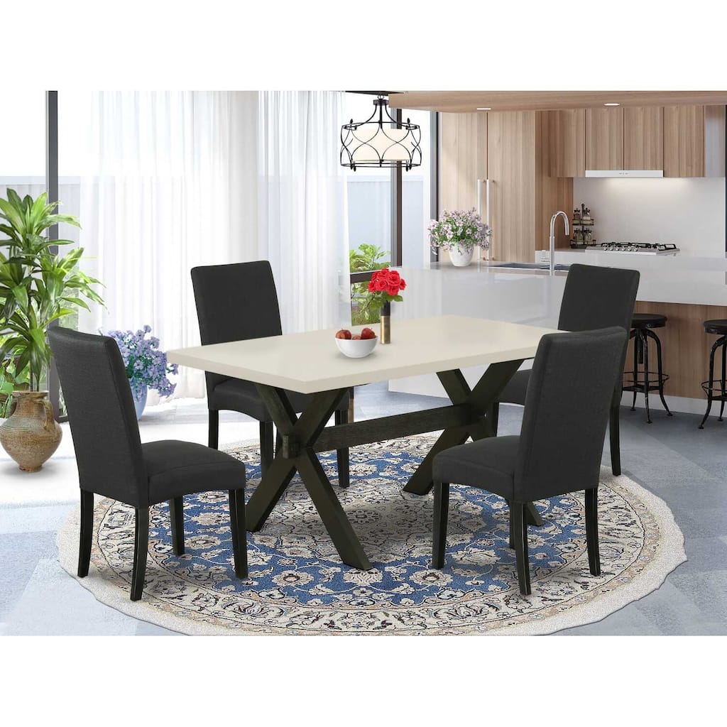 HomeStock 5-Piece Natural Oak Finish Solid Wood Top Dining table with 4 Chairs