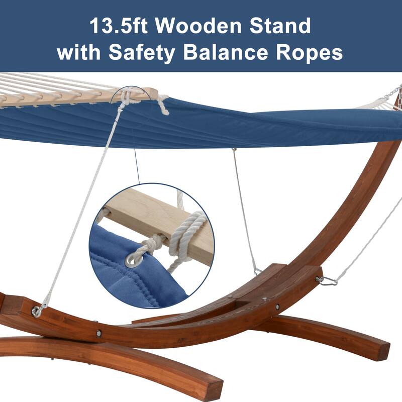 Double Spreader Bar Hammock With 13.5 ft. Wooden Stand - 162*55.1*48.8
