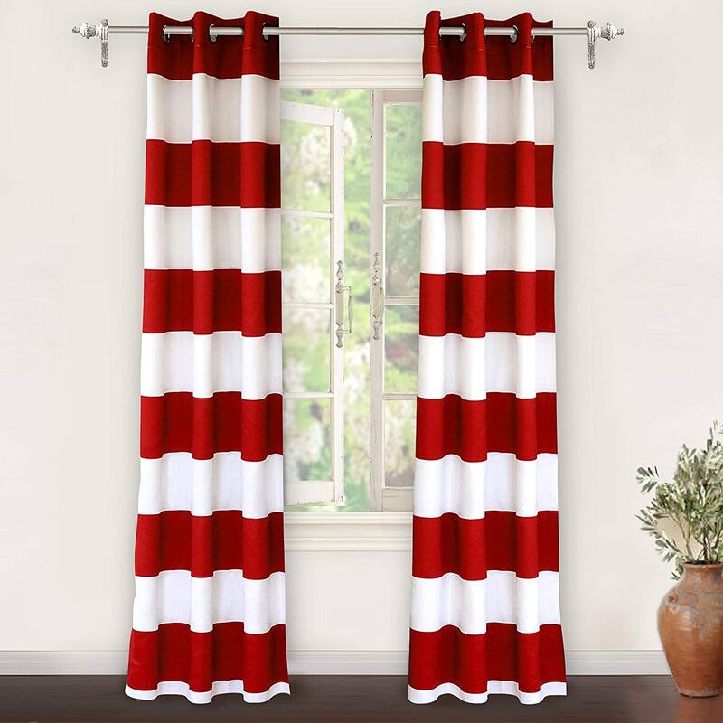 DriftAway Mia Woven Stripe 100% Blackout Thermal Insulated Window Curtain - 42" Width X 84 " Length - Red