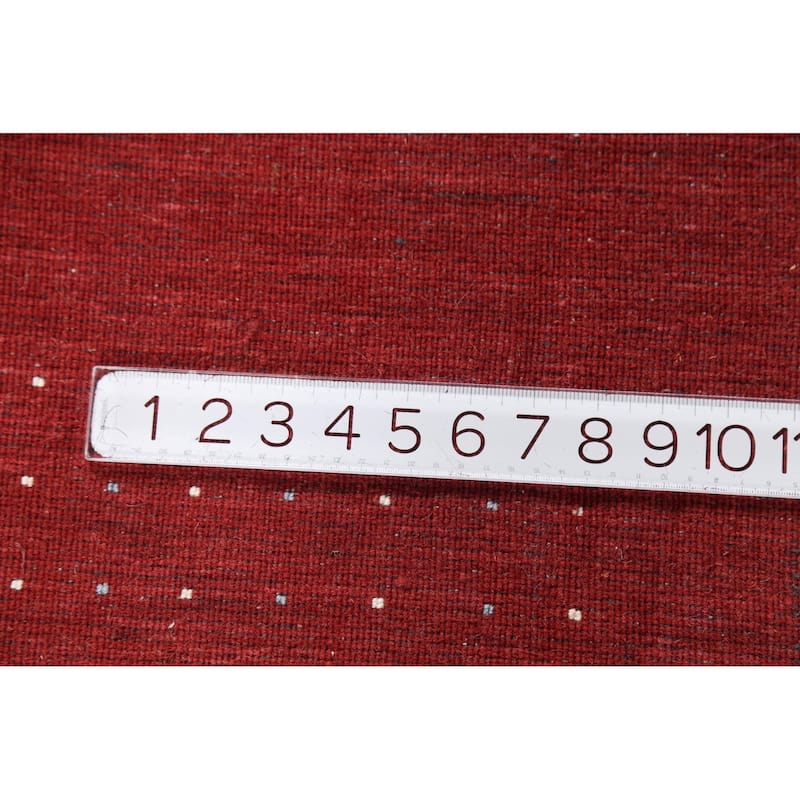 Gabbeh Oriental Area Rug Hand-Knotted Tribal Red Wool Carpet - 6'6"x 9'8"